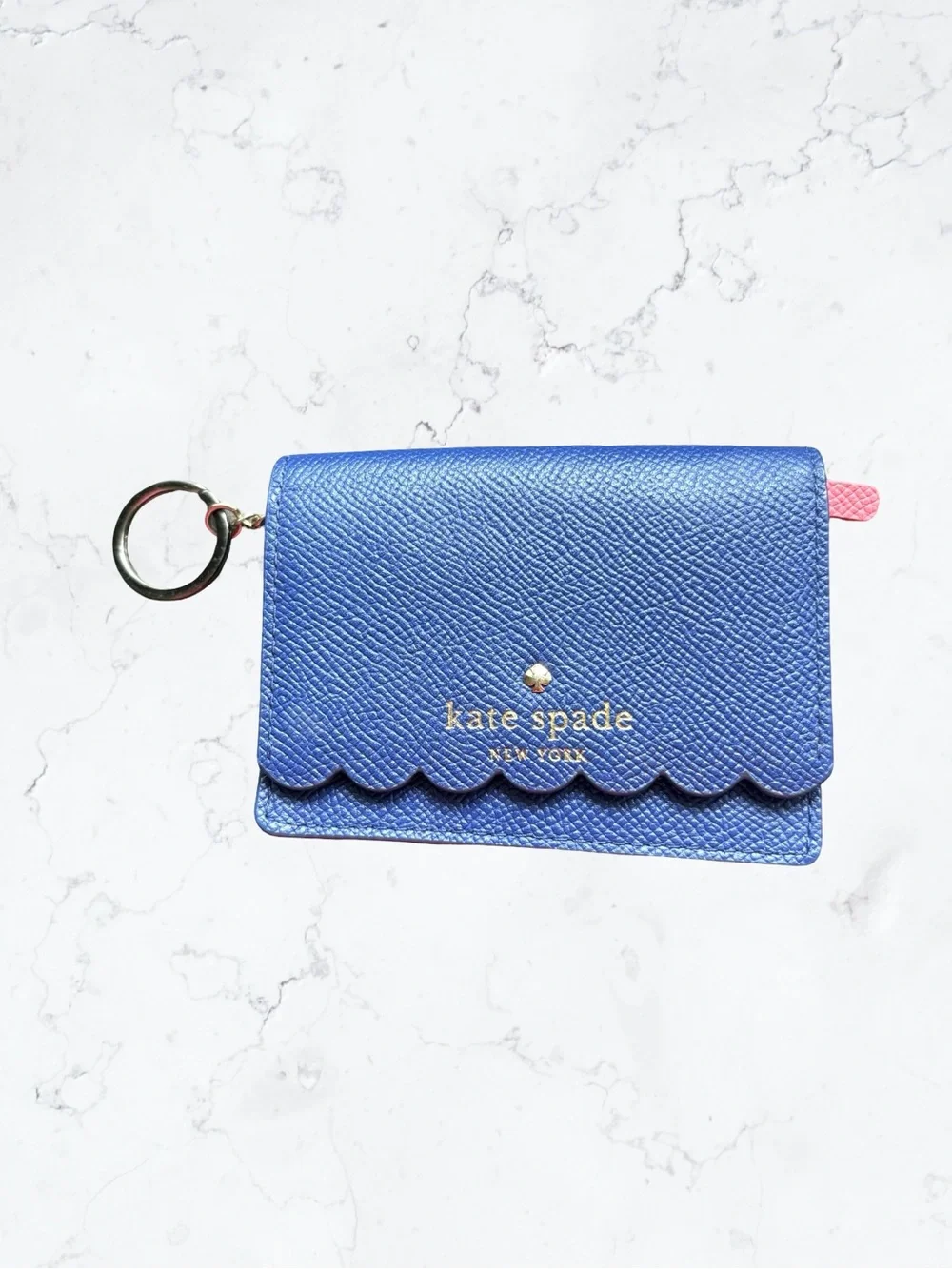 kate spade Blue Scallop Edge Card Holder with Key Ring
